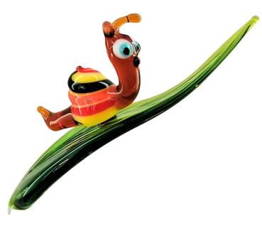 Preview: höhenverstellbarer Orchideenstab, Blatt mit Schnecke -bunt- Preview: höhenverstellbarer Orchideenstab, Blatt mit Schnecke -bunt-